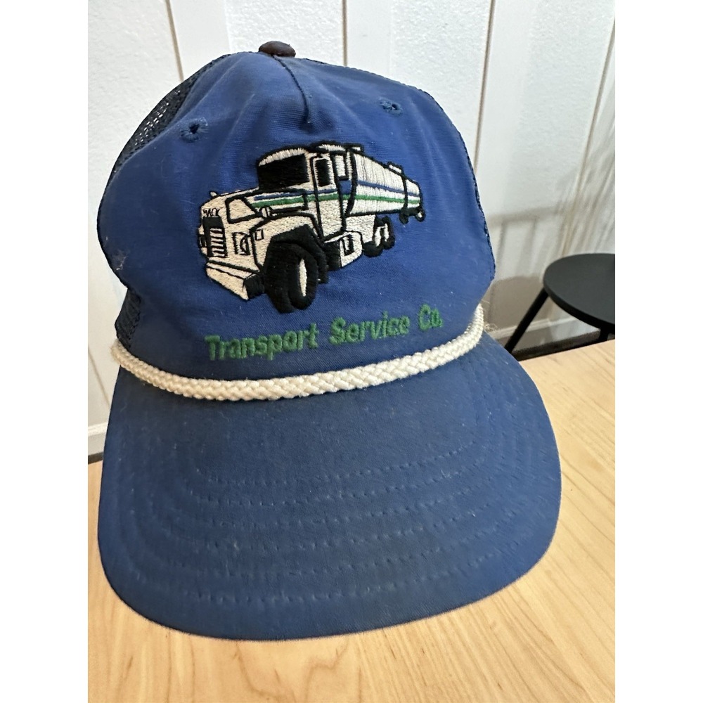 Vintage 80's Transport Service Co Semi Trucker Snapback Baseball Hat Cap USA